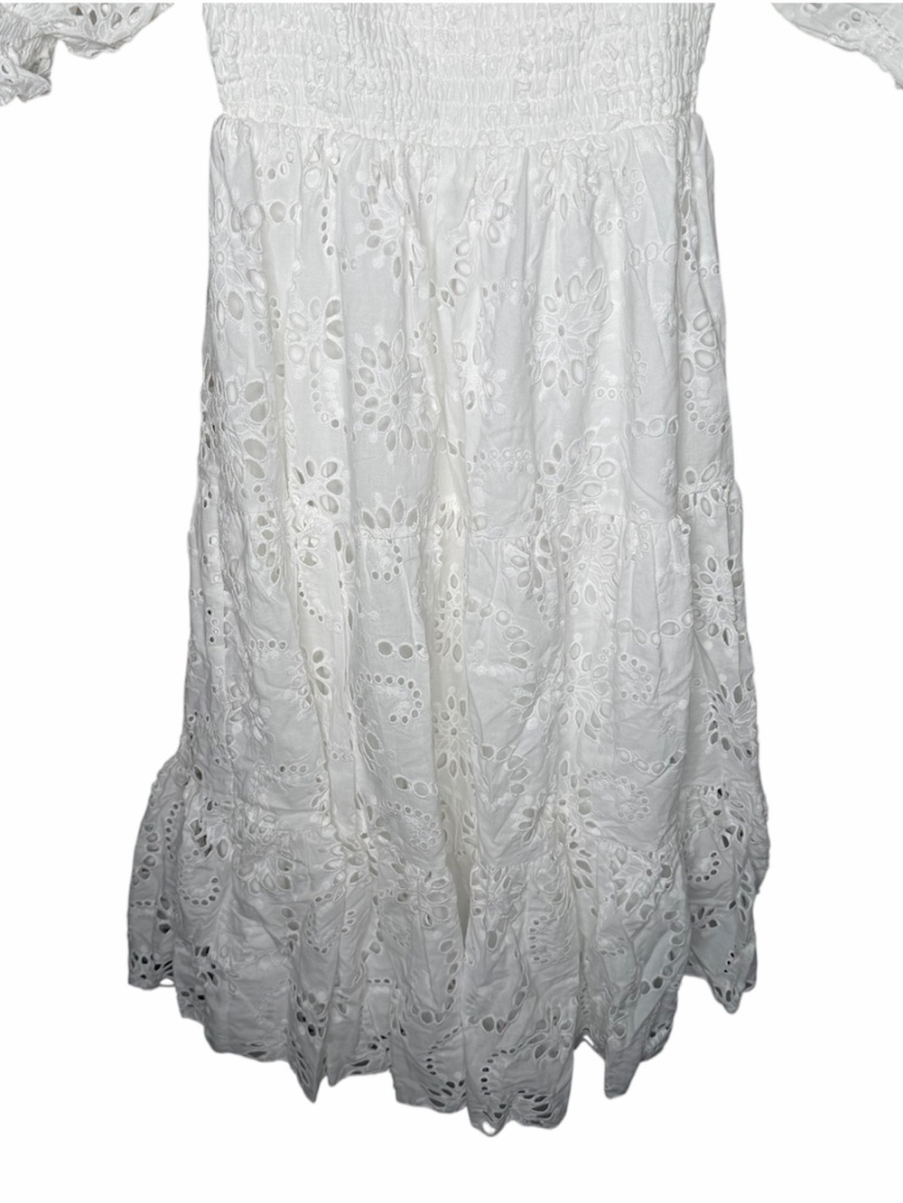 NWT Baltic Born Ella Eyelet Midi Dress Size Small in White Smocked Floral - Picture 8 of 10